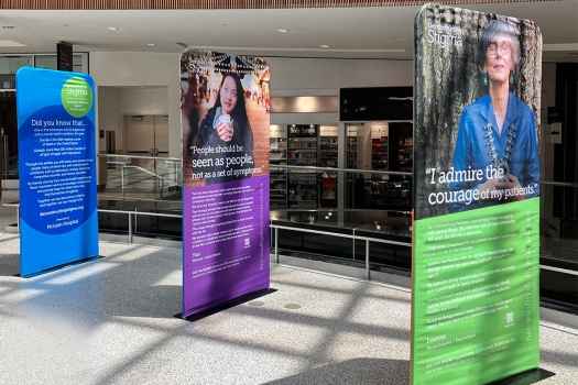 Poster panels at a mall