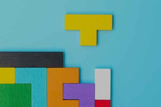 Tetris blocks on blue background