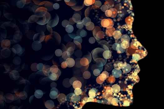 Illustration of a profile composed of glowing dots