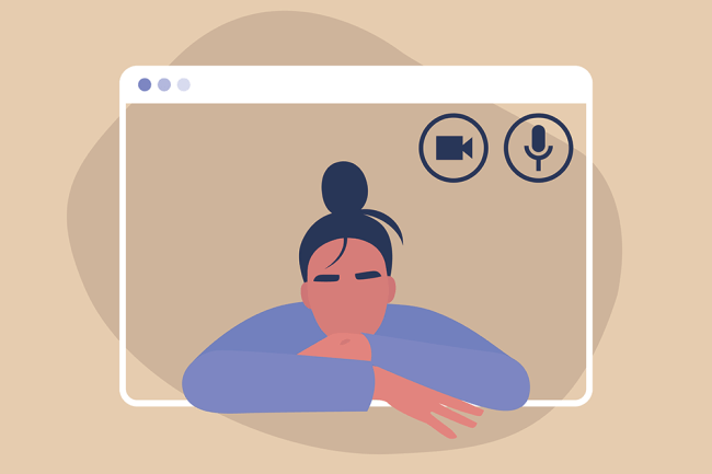 Illustration of figure leaning out of a screen