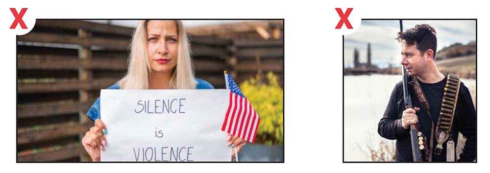 People with political signs and guns