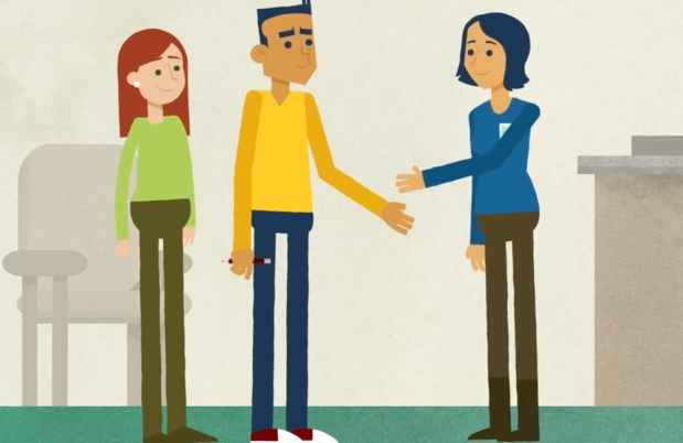 Graphic of clinician shaking hands with a patient