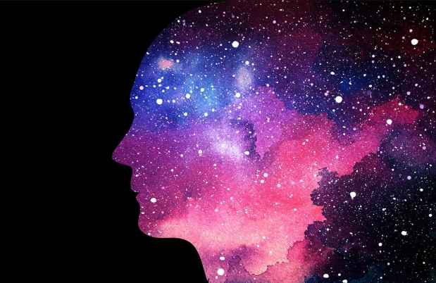 Graphic of head with cosmos
