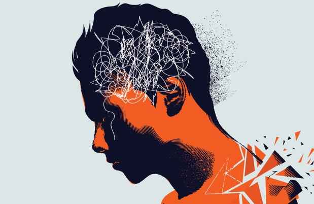 Illustration of head with squiggles