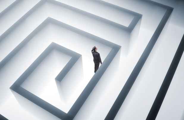 Graphic of figure in maze