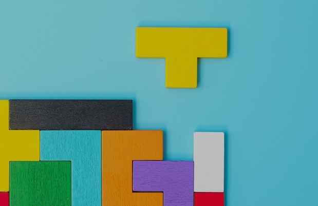 Tetris blocks on blue background