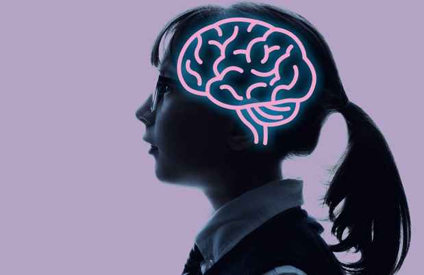 Graphic of girl with brain outlined