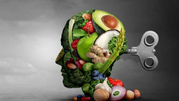 Healthy diet shaped as a human head