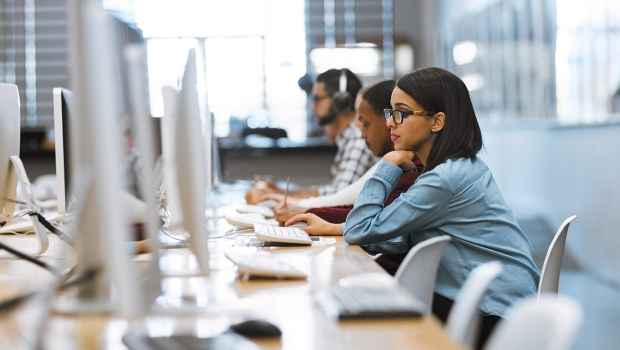 Young woman working on a computer